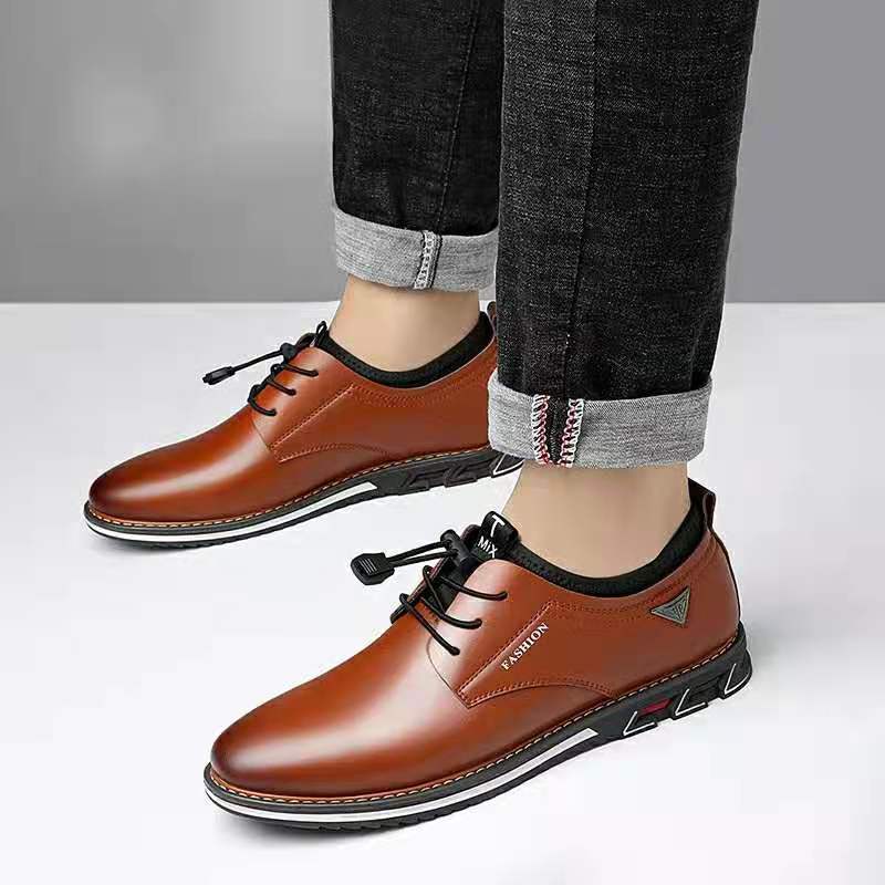 Men's Round Toe Leather Trend Shoes