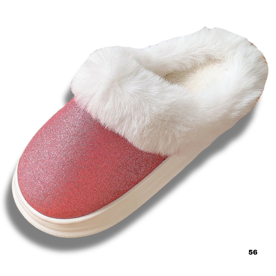 Frosted Sequined Plush Slippers