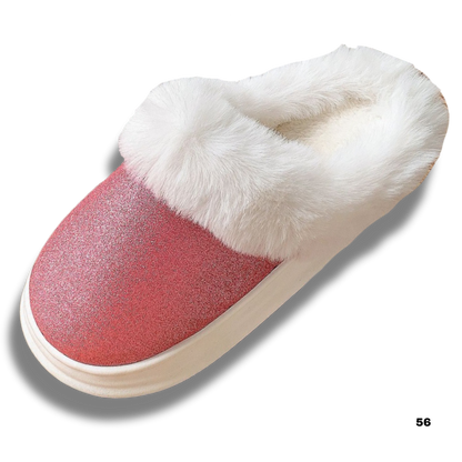 Frosted Sequined Plush Slippers