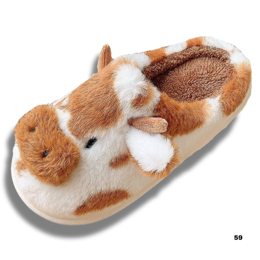 Cute Cartoon Cow Plush Slippers