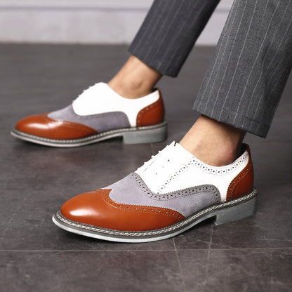 Men's Brogue Color Block Dress Shoes